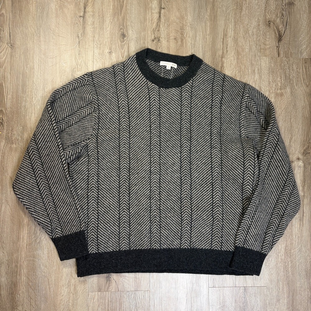 Uniqlo JW Anderson Herringbone Sweater XL Dark Gray Wool Pullover Crewneck